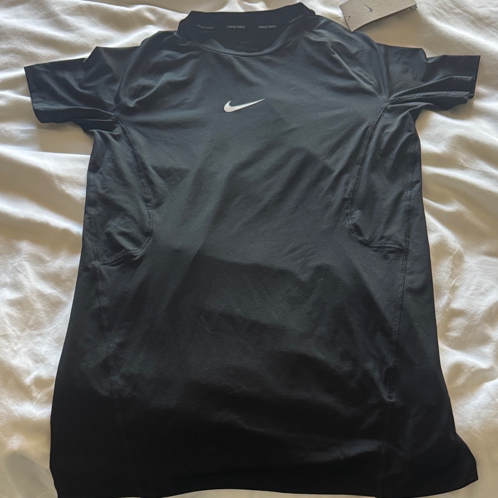Brand new Nike Boys (XL): Black Short Sleeve Dri-FIT with White Swoosh